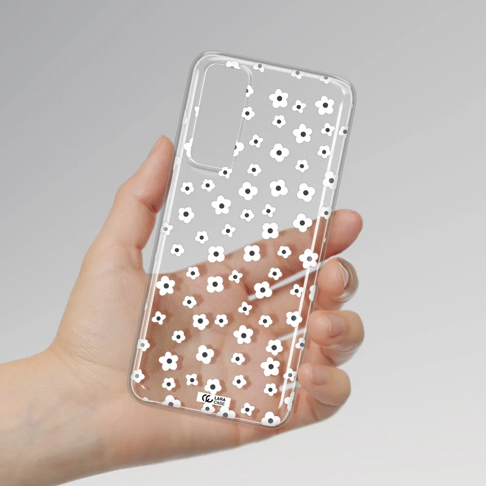 Five Petal White Flower Huawei P Smart 2021 Clear TPU Case