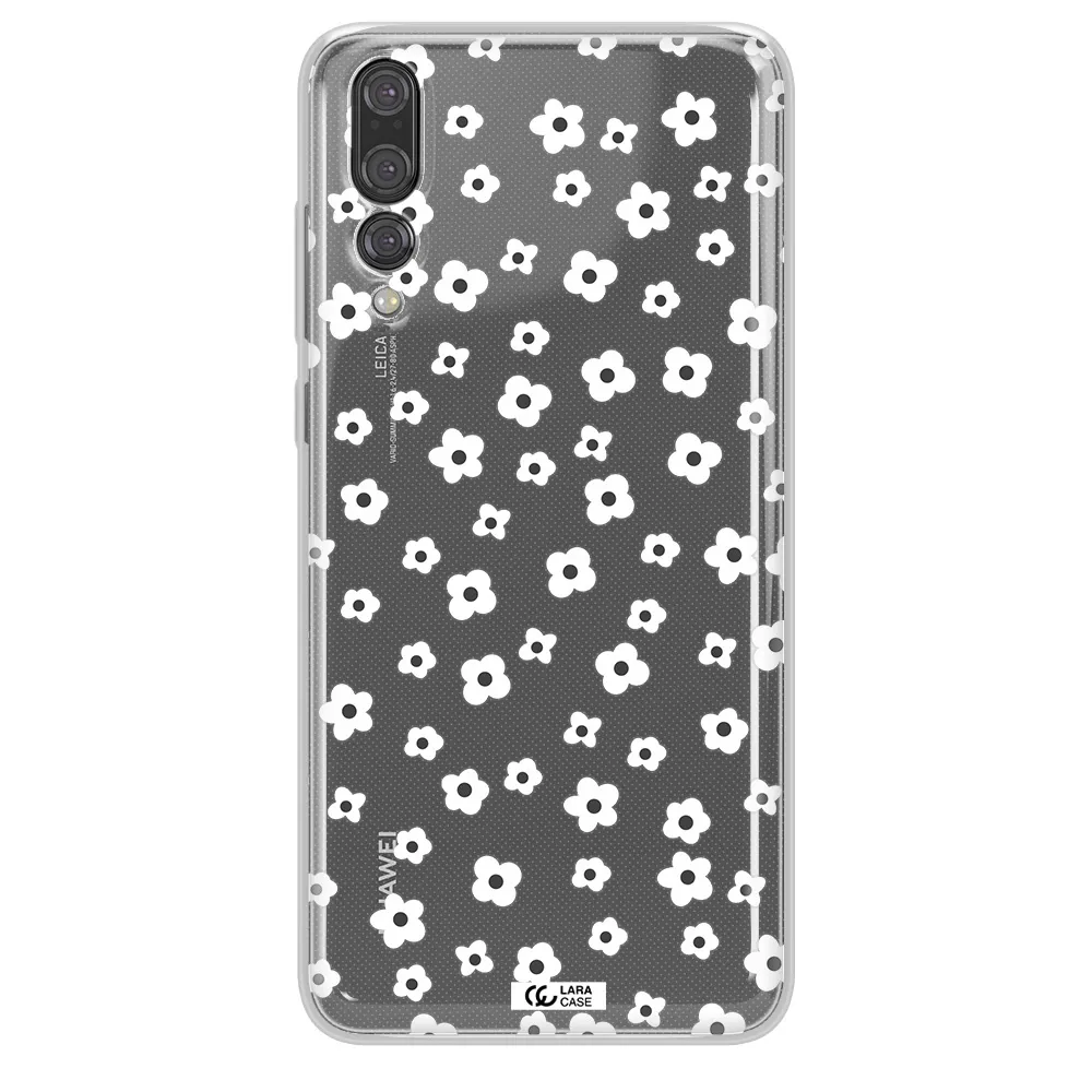 Five Petal White Flower Huawei P20 Pro Clear TPU Case
