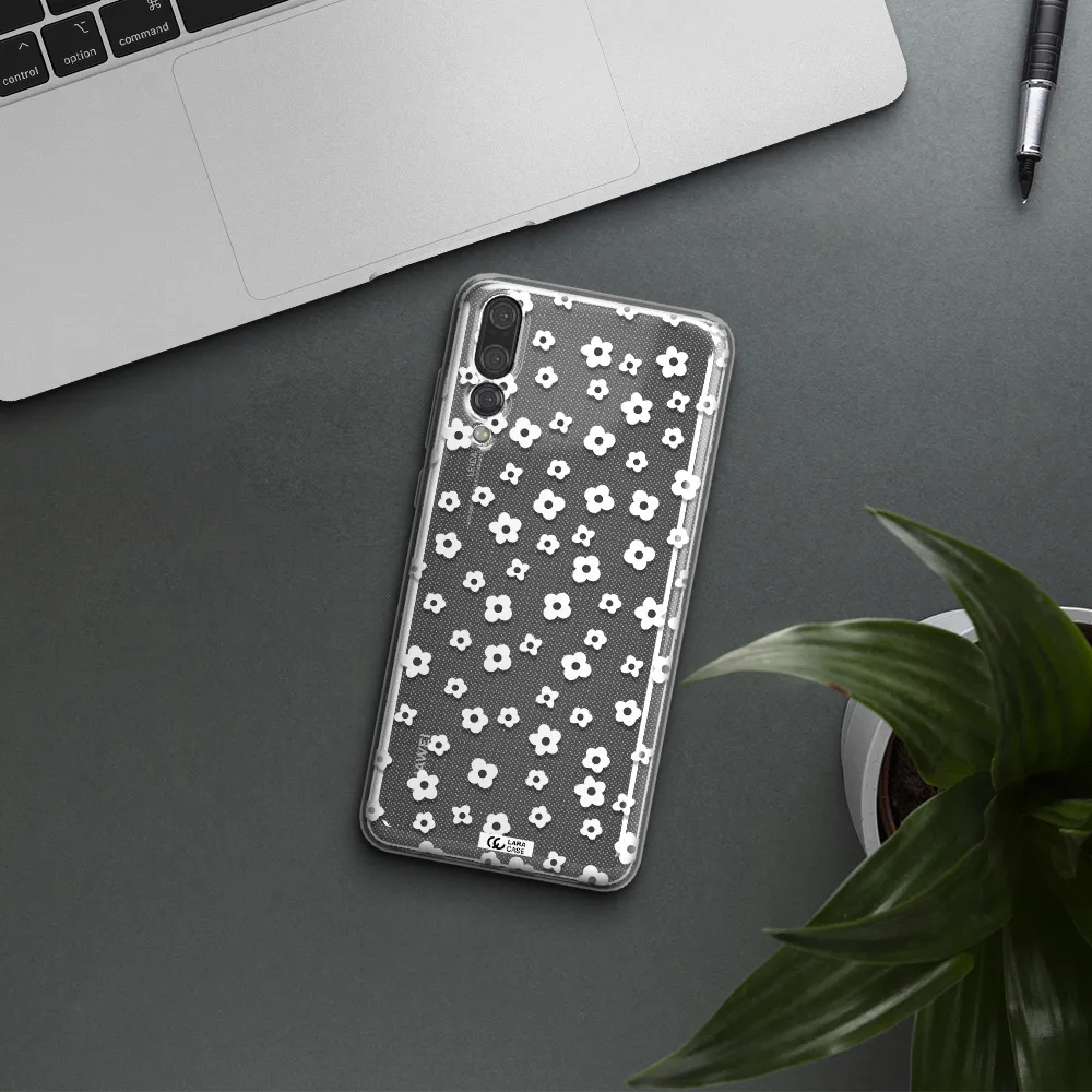 Five Petal White Flower Huawei P20 Pro Clear TPU Case