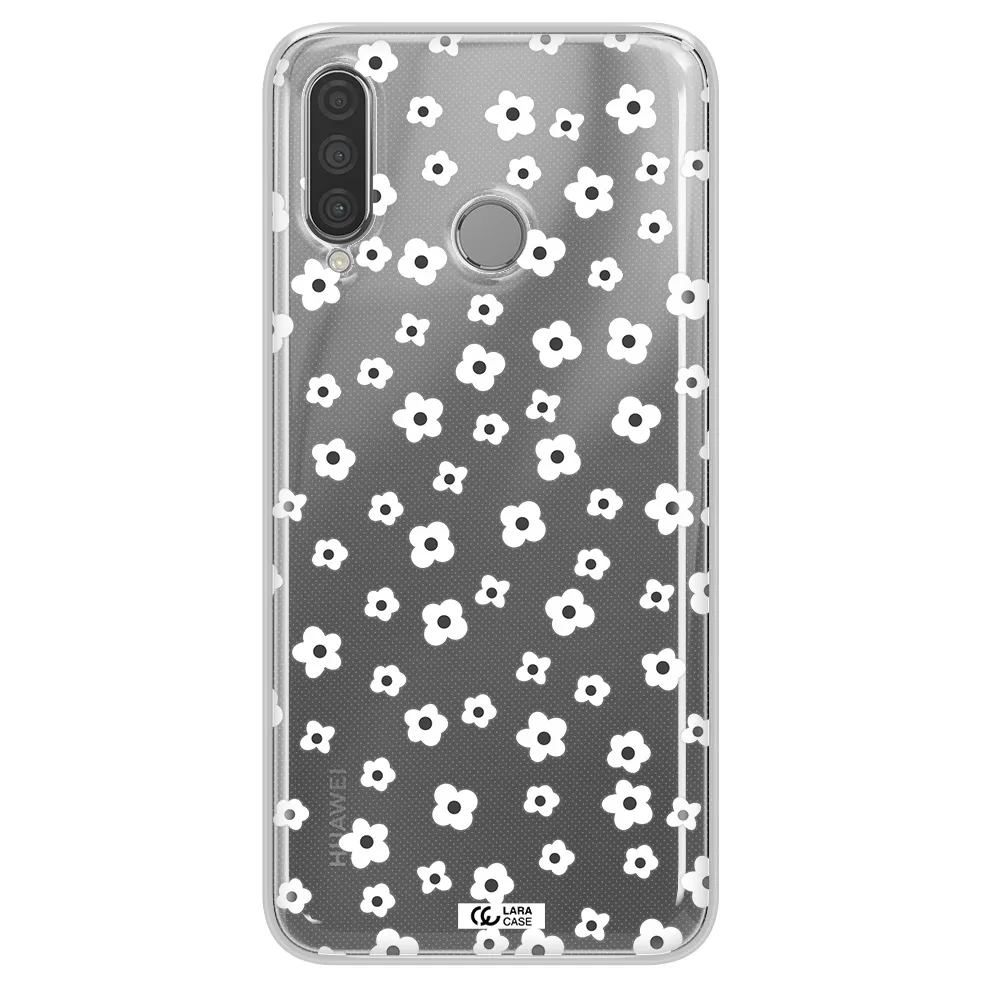 Five Petal White Flower Huawei P30 Lite Clear TPU Case
