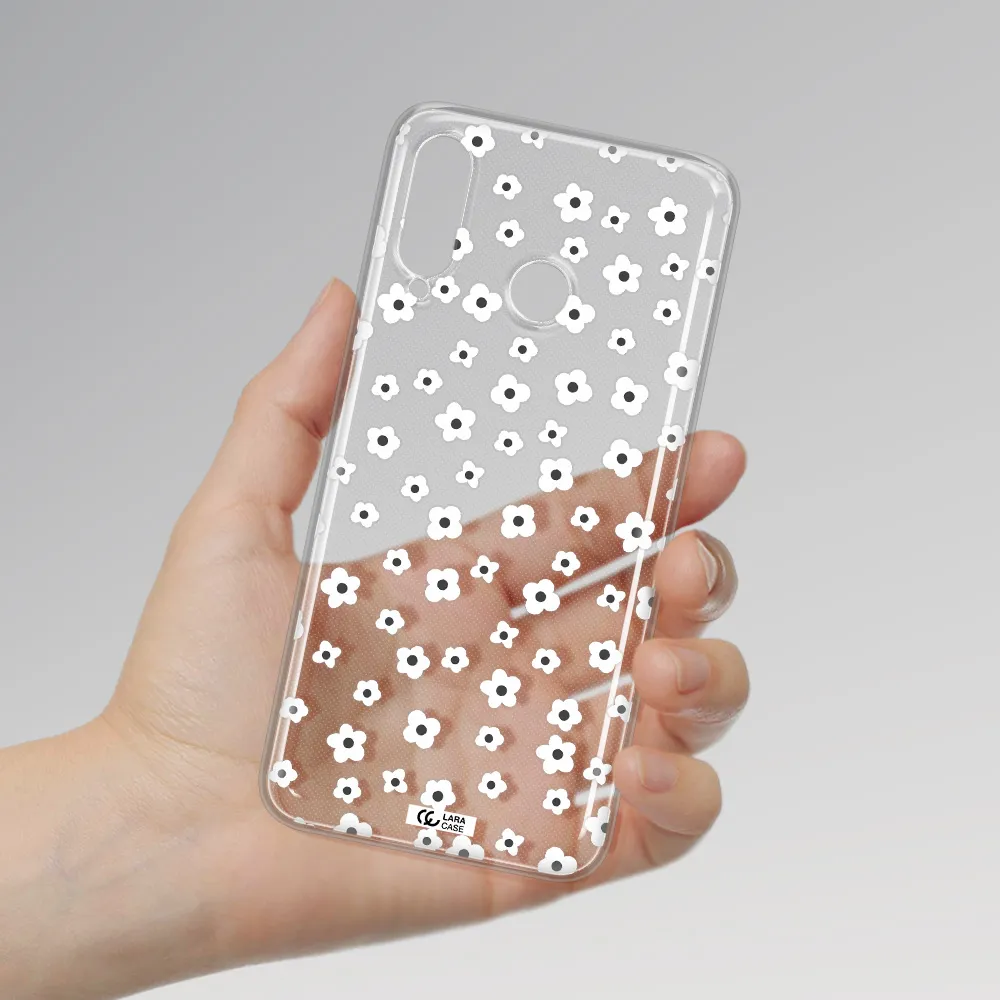 Five Petal White Flower Huawei P30 Lite Clear TPU Case