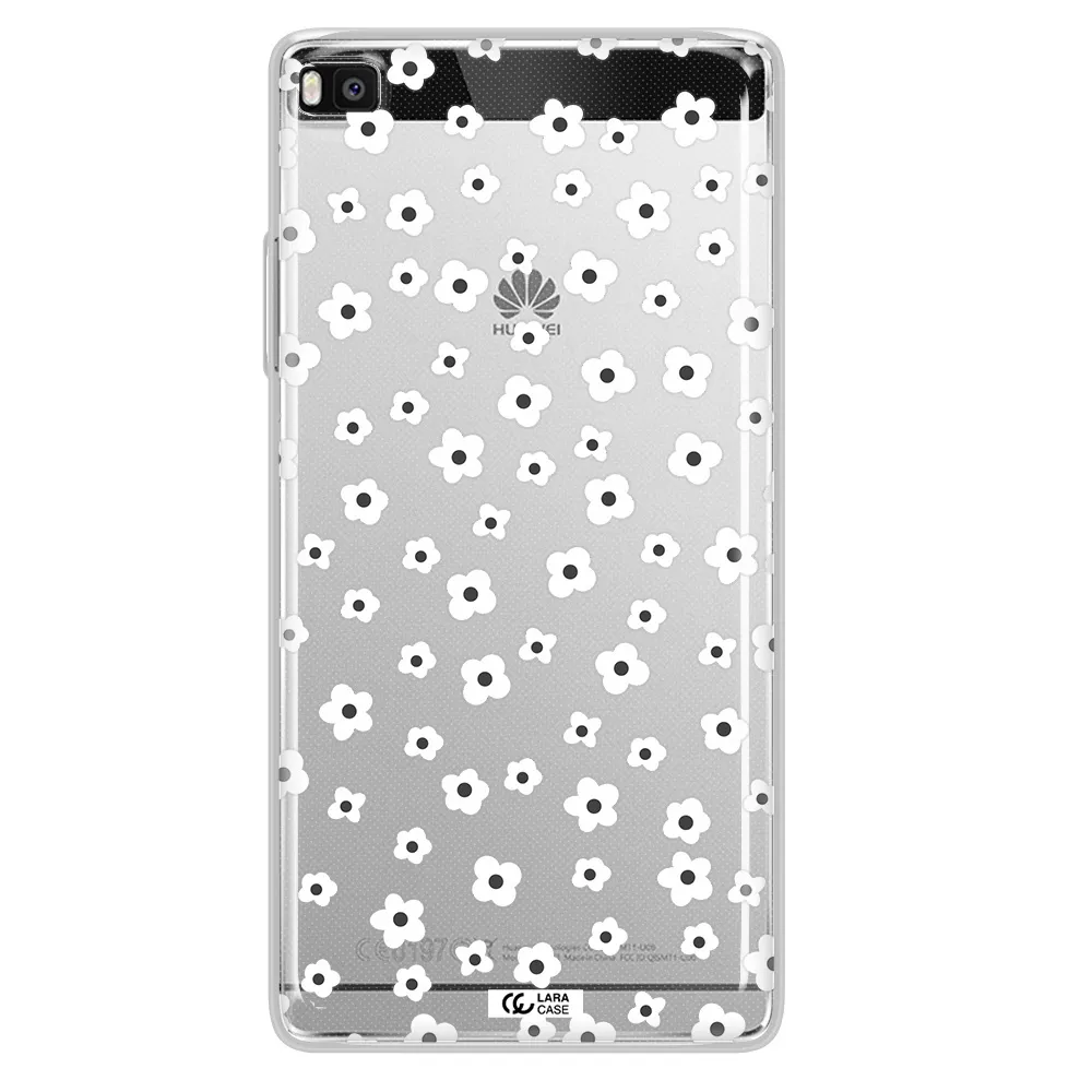 Five Petal White Flower Huawei P8 Clear TPU Case