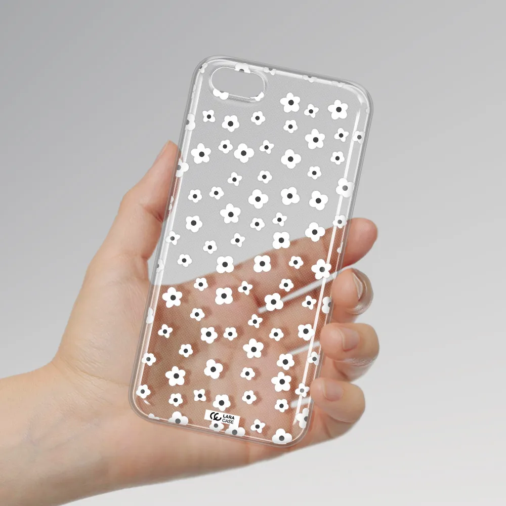 Five Petal White Flower Huawei Y5 2018 Clear TPU Case