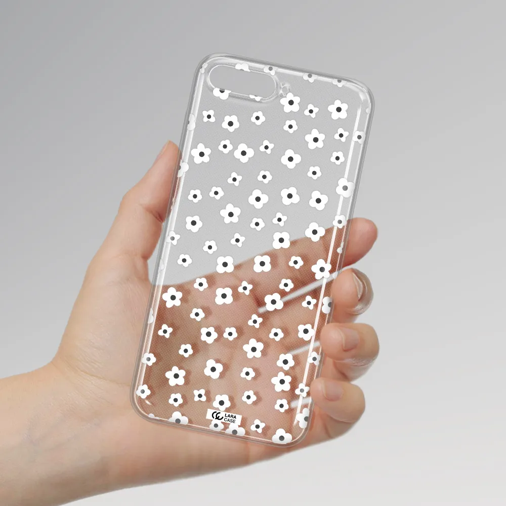 Five Petal White Flower Huawei Y6 2018 Clear TPU Case