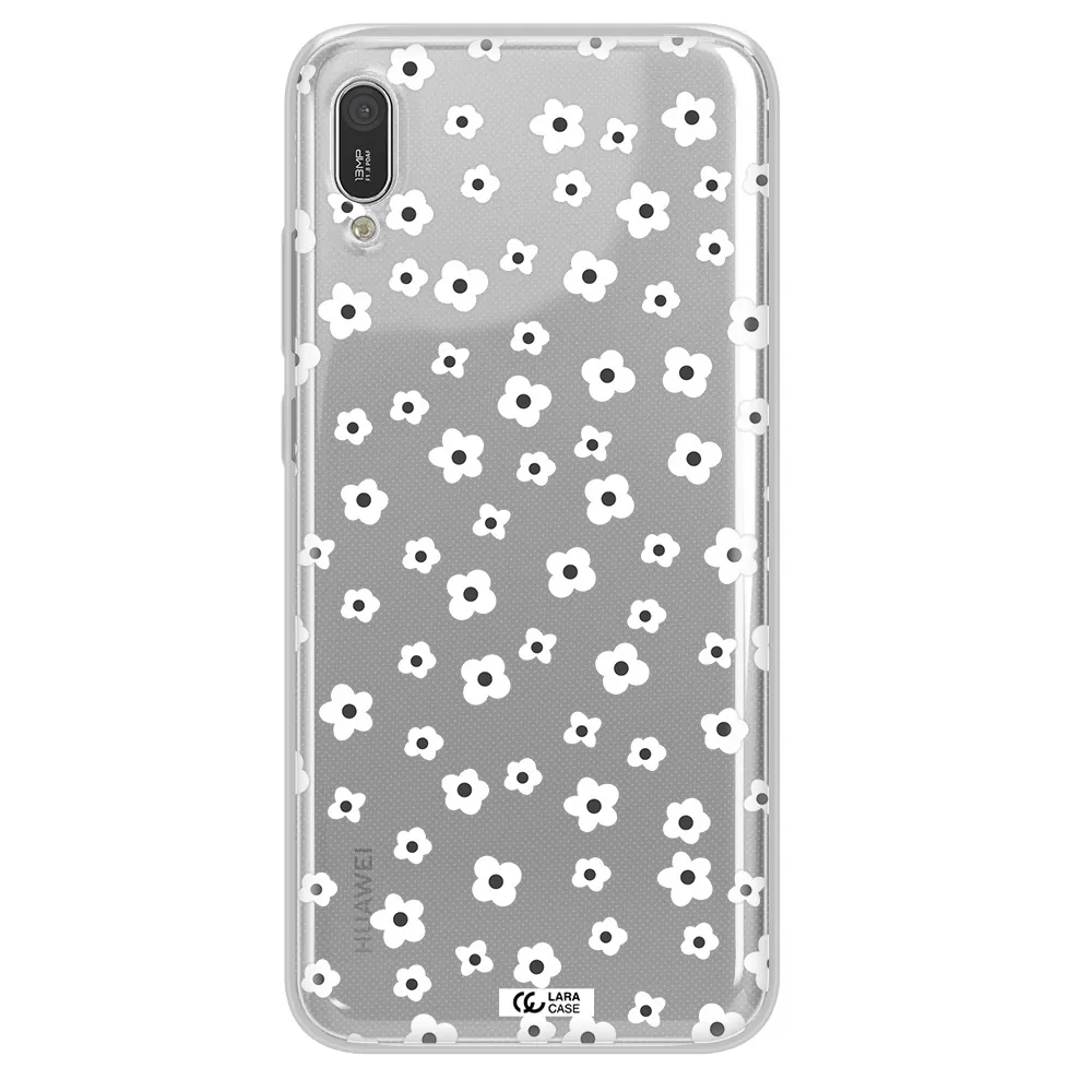 Five Petal White Flower Huawei Y6 Pro 2019 Clear TPU Case