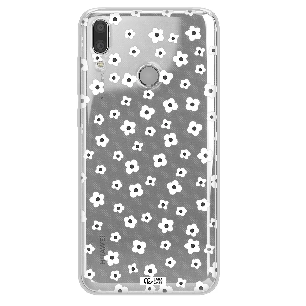 Five Petal White Flower Huawei Y9 2019 Clear TPU Case