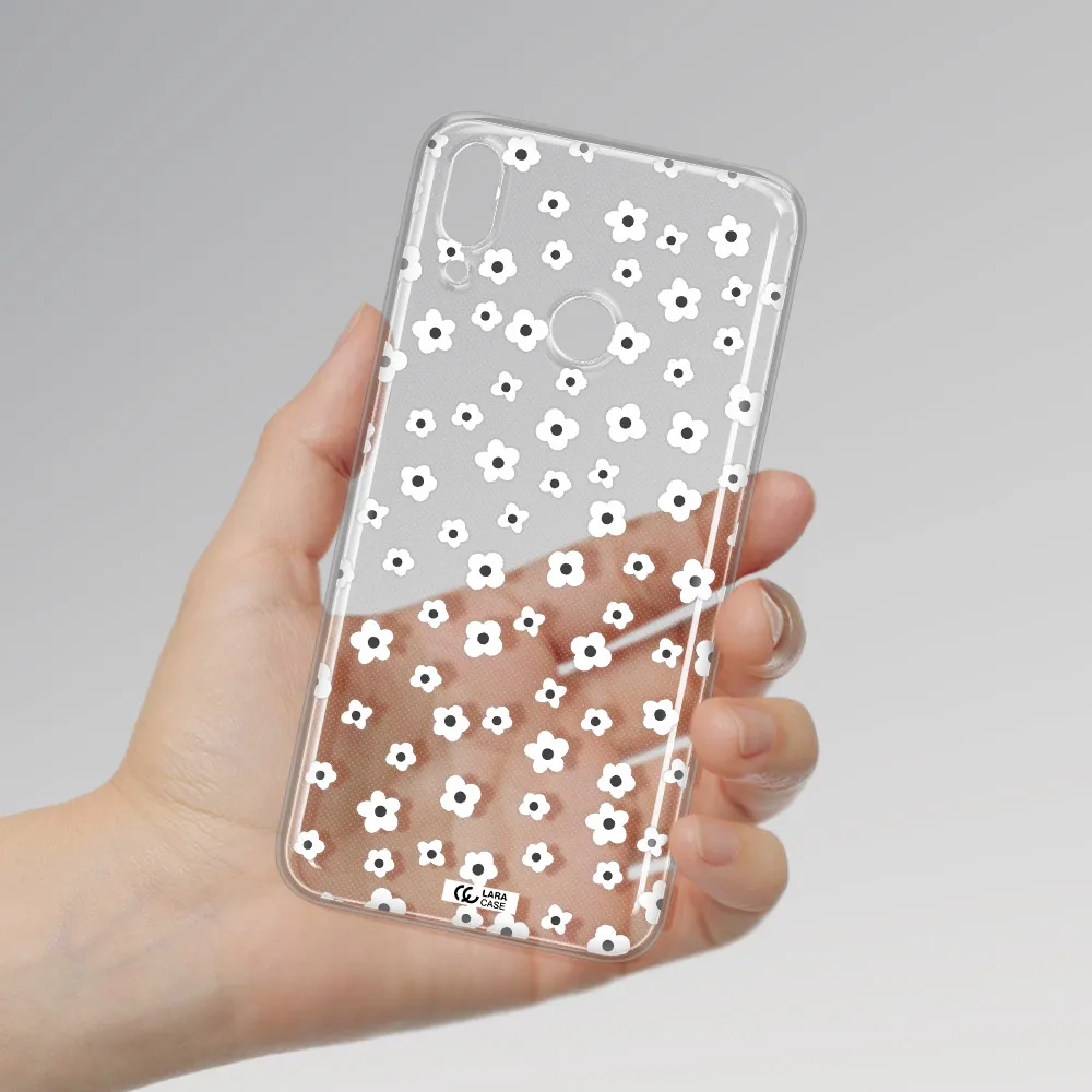 Five Petal White Flower Huawei Y9 2019 Clear TPU Case