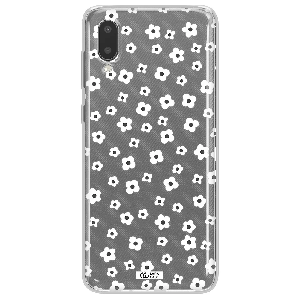 Five Petal White Flower Samsung A02 Clear TPU Case