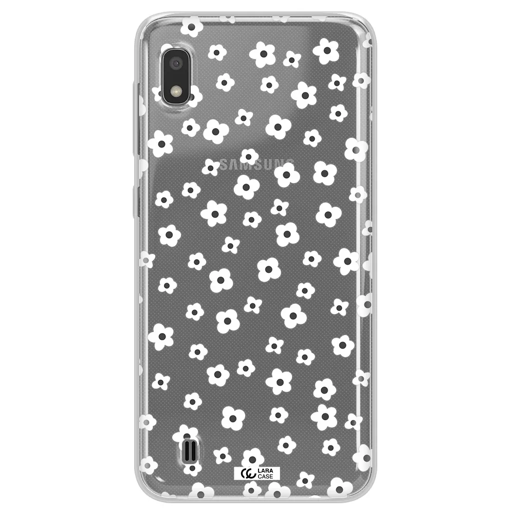 Five Petal White Flower Samsung A10 Clear TPU Case