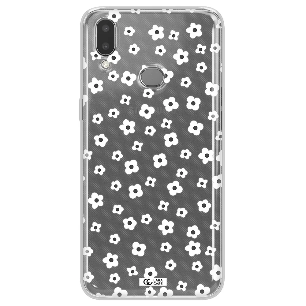 Five Petal White Flower Samsung A10S Clear TPU Case