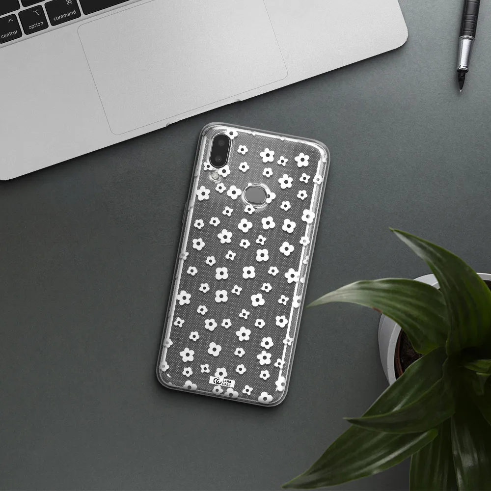 Five Petal White Flower Samsung A10S Clear TPU Case