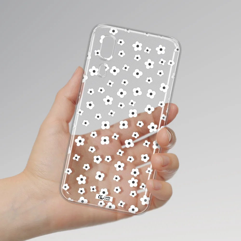 Five Petal White Flower Samsung A2 Core Clear TPU Case