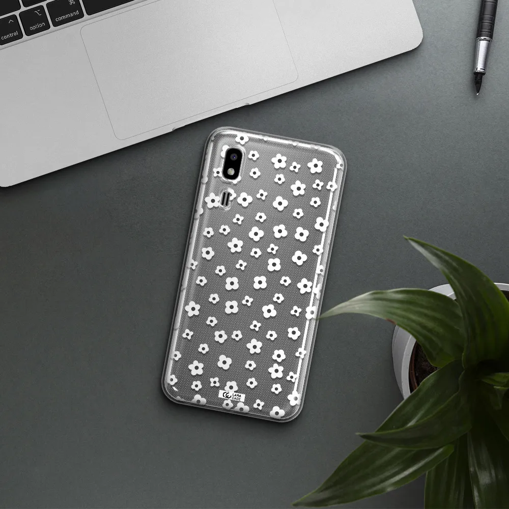 Five Petal White Flower Samsung A2 Core Clear TPU Case