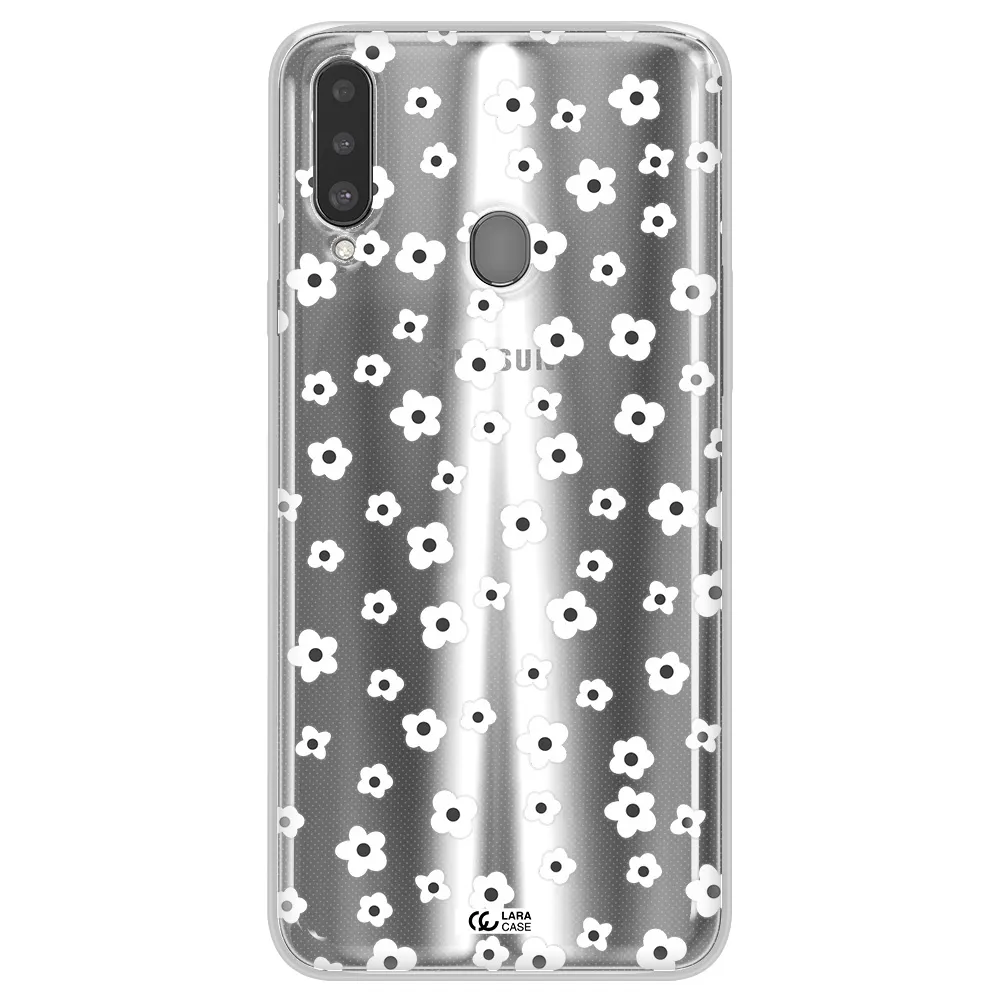 Five Petal White Flower Samsung A20S Clear TPU Case