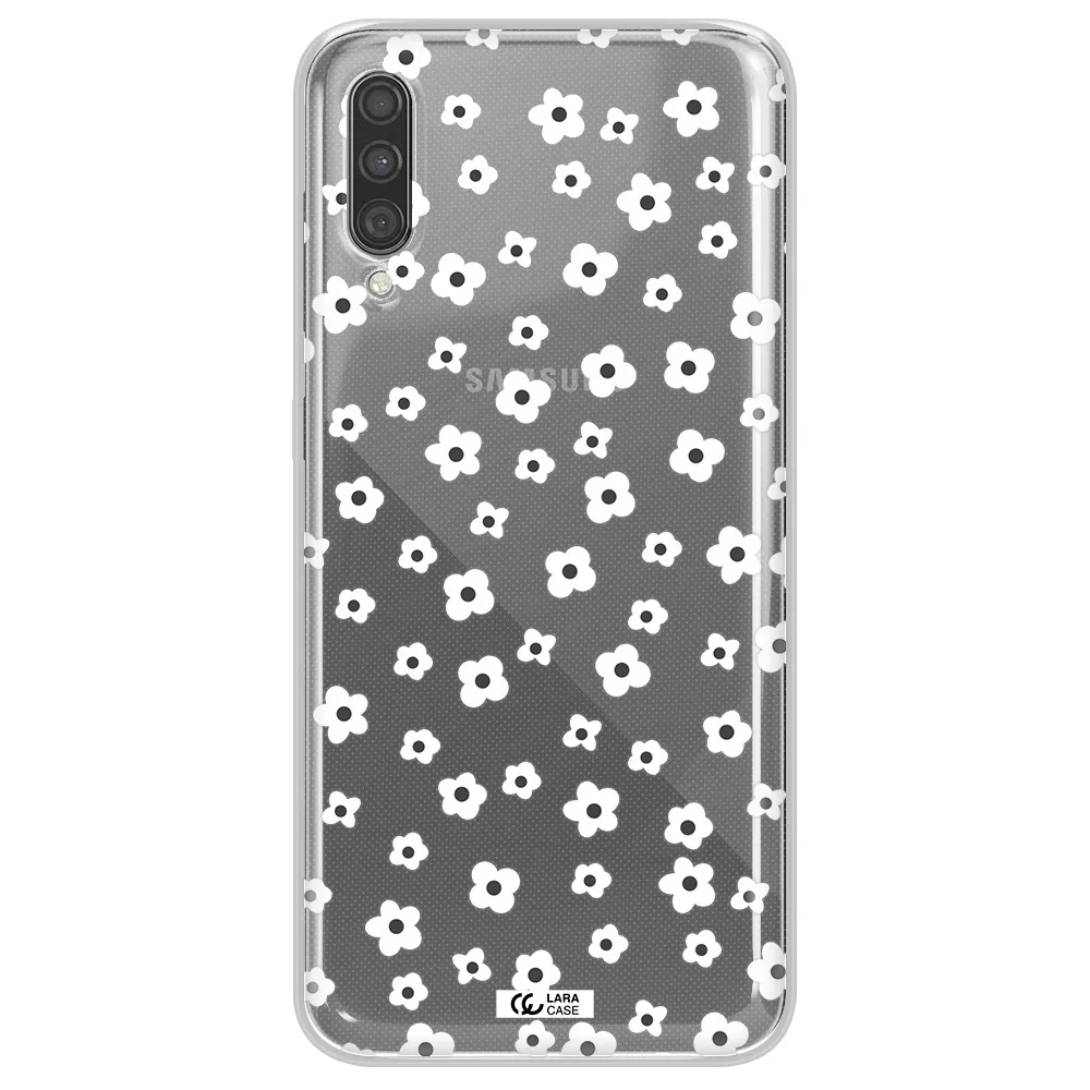 Five Petal White Flower Samsung A30S Clear TPU Case
