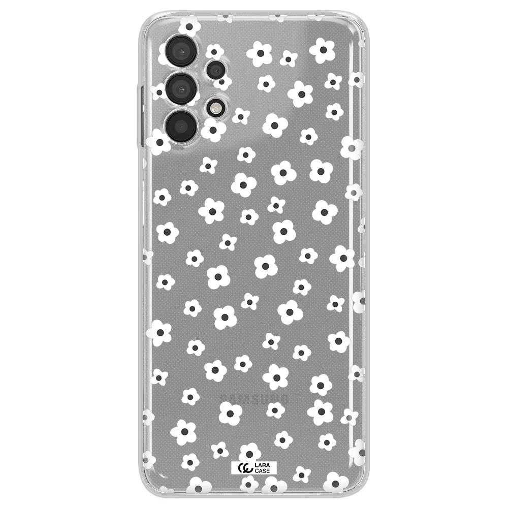 Five Petal White Flower Samsung A32 Clear TPU Case