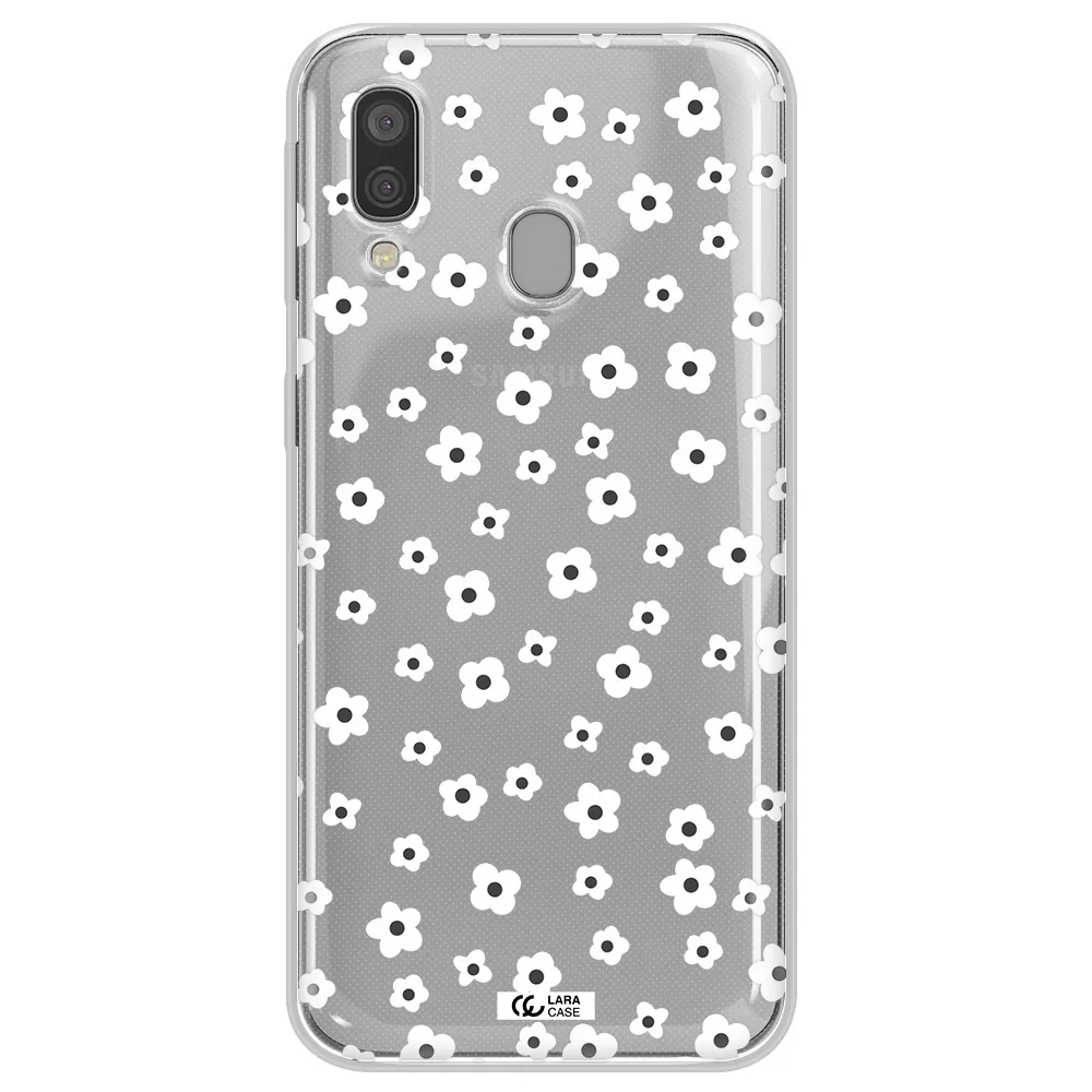 Five Petal White Flower Samsung A40 Clear TPU Case