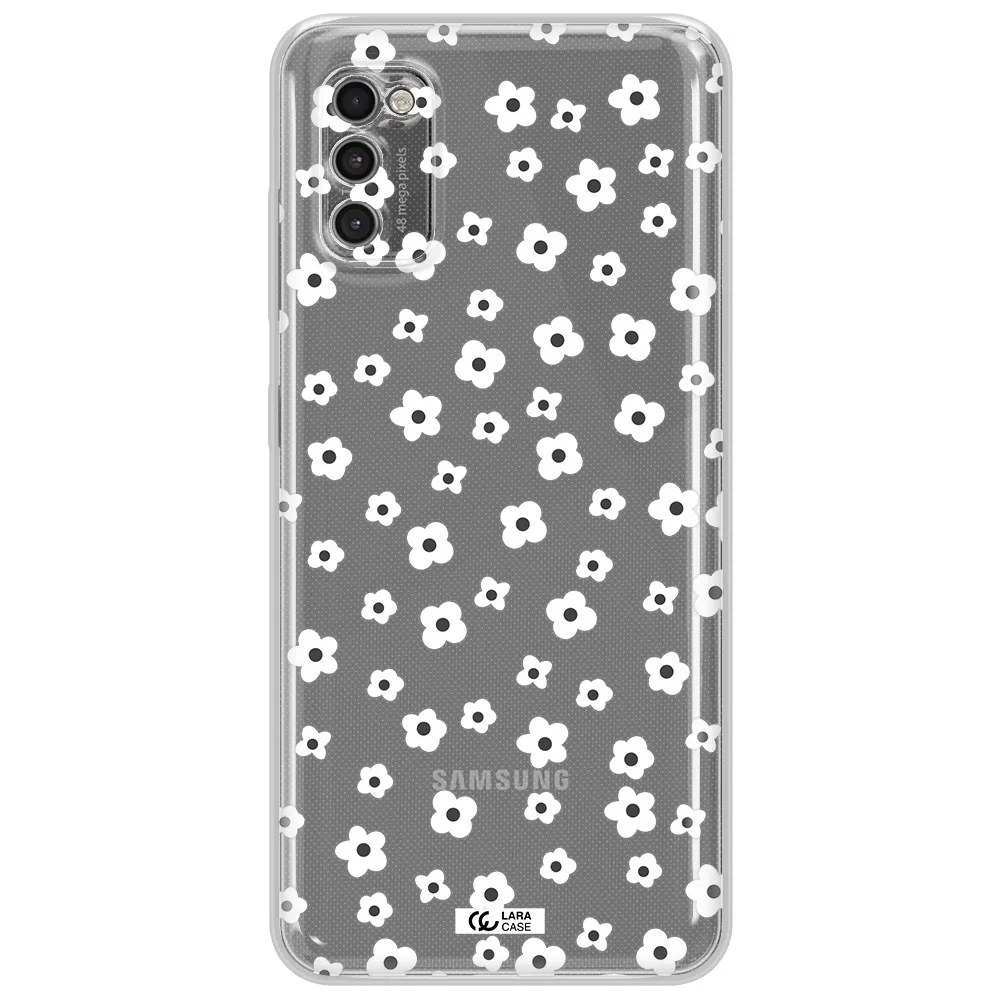 Five Petal White Flower Samsung A41 Clear Tpu Case