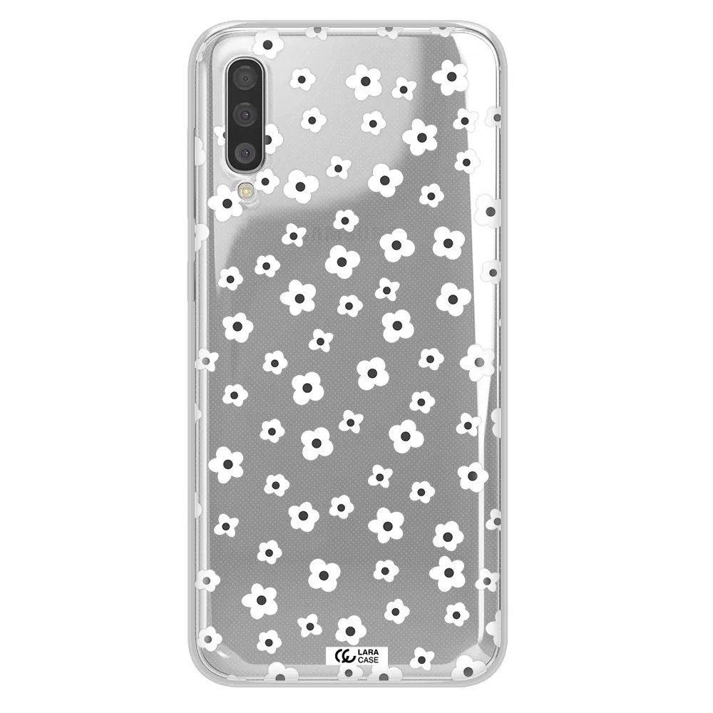 Five Petal White Flower Samsung A50 Clear TPU Case