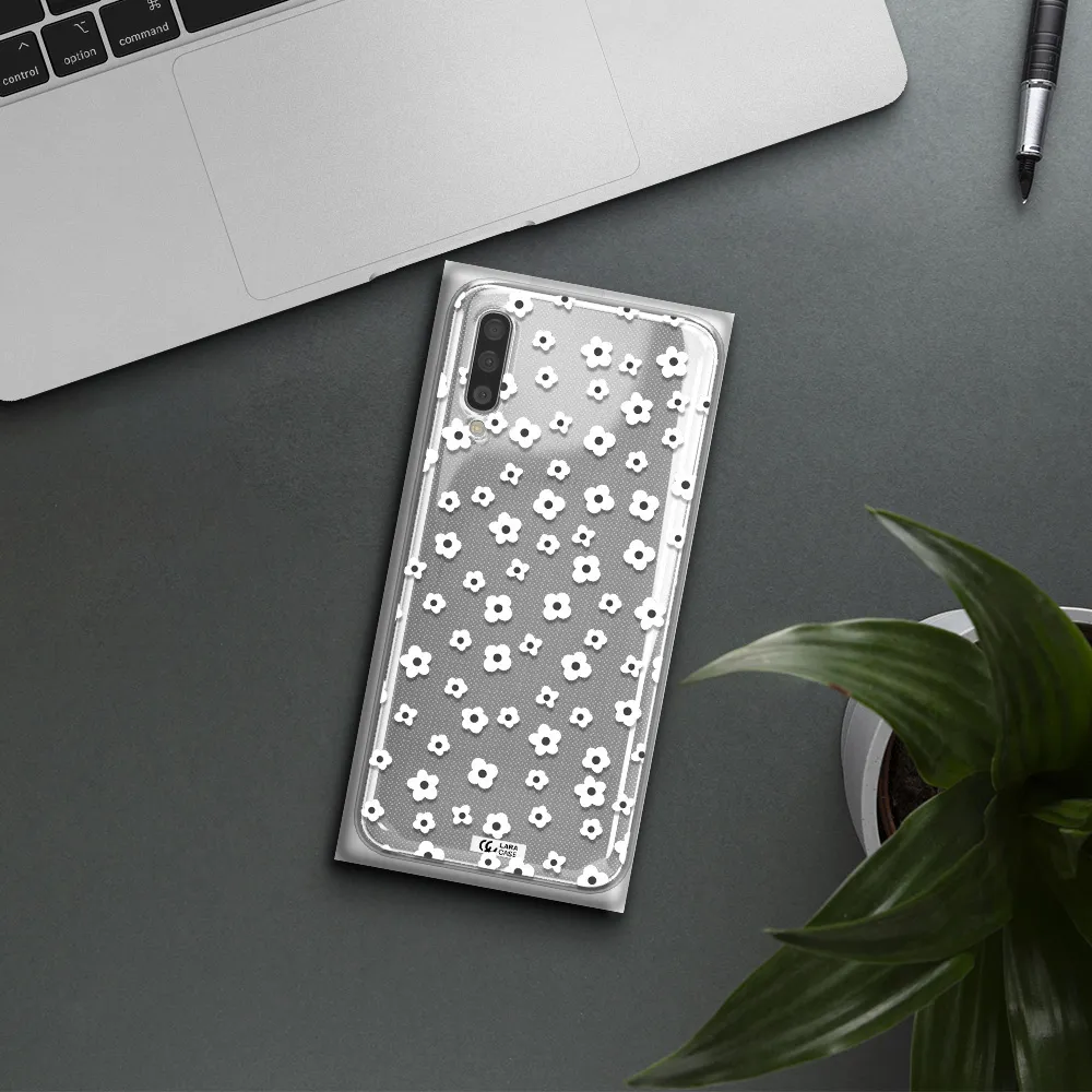 Five Petal White Flower Samsung A50S Clear Tpu Case