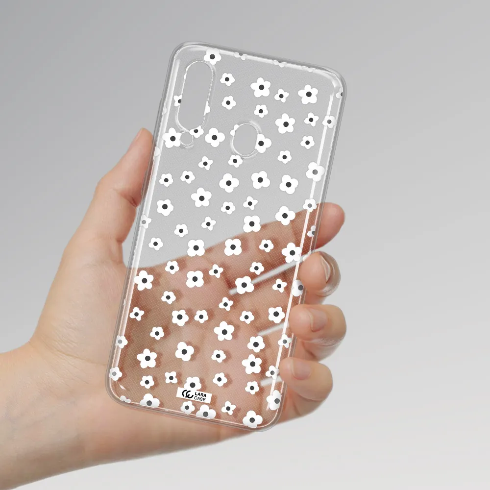 Five Petal White Flower Samsung A60 Clear TPU Case
