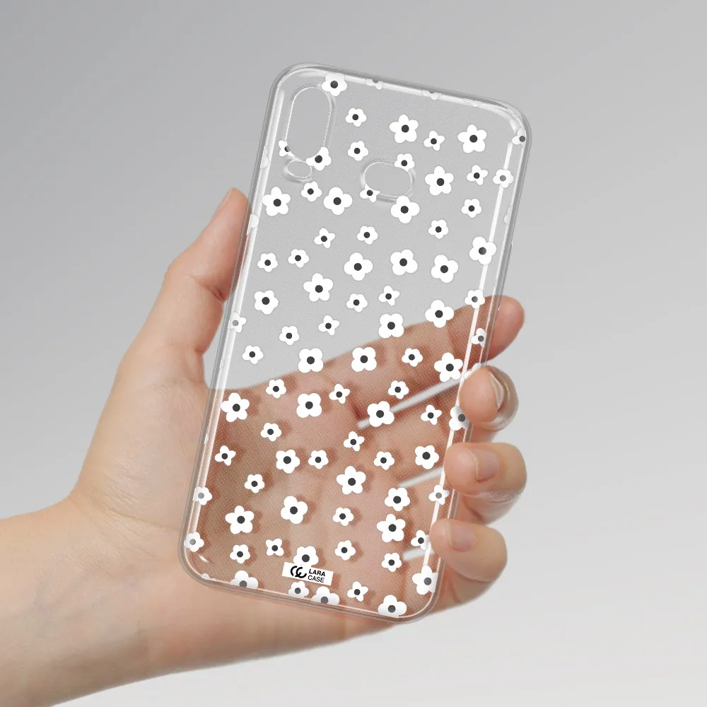 Five Petal White Flower Samsung A6S Clear TPU Case