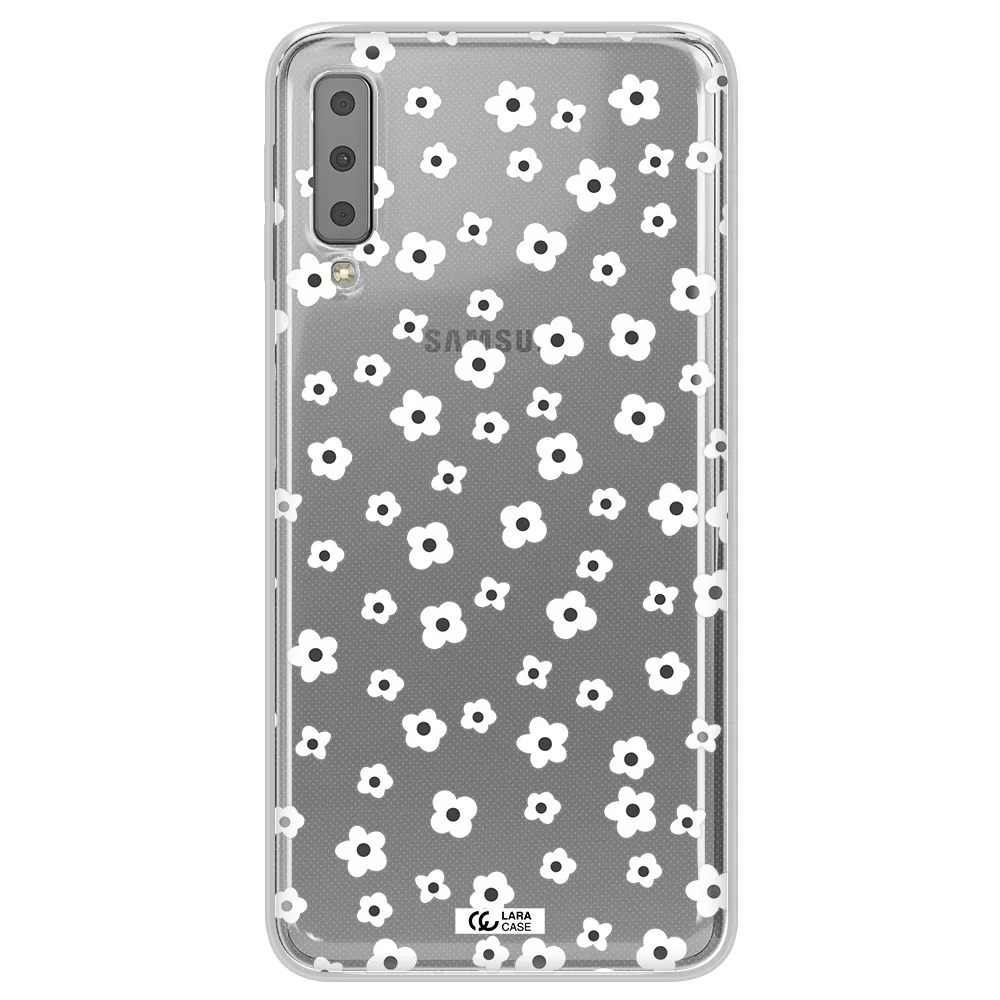 Five Petal White Flower Samsung A7 2018 Clear TPU Case