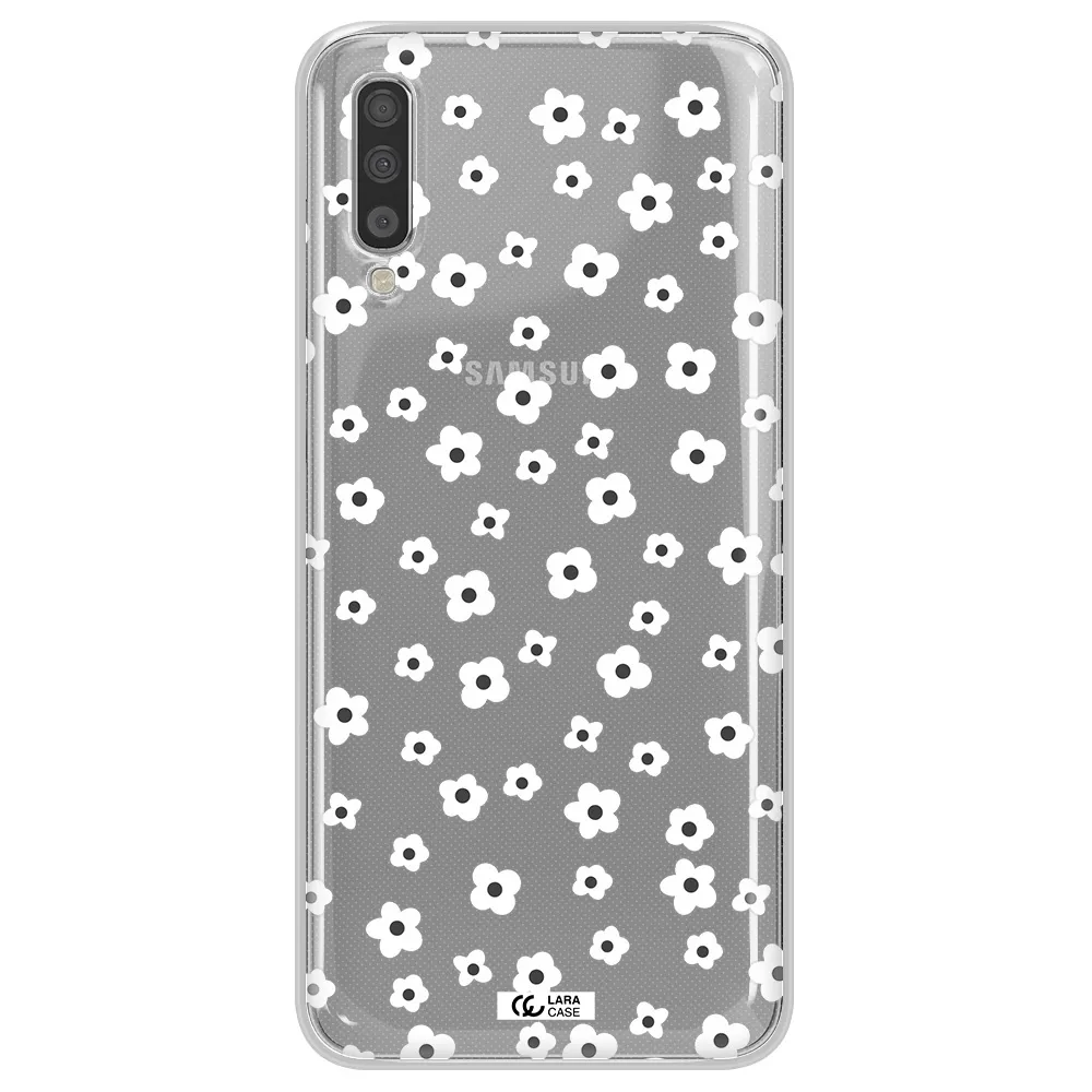 Five Petal White Flower Samsung A70 Clear TPU Case