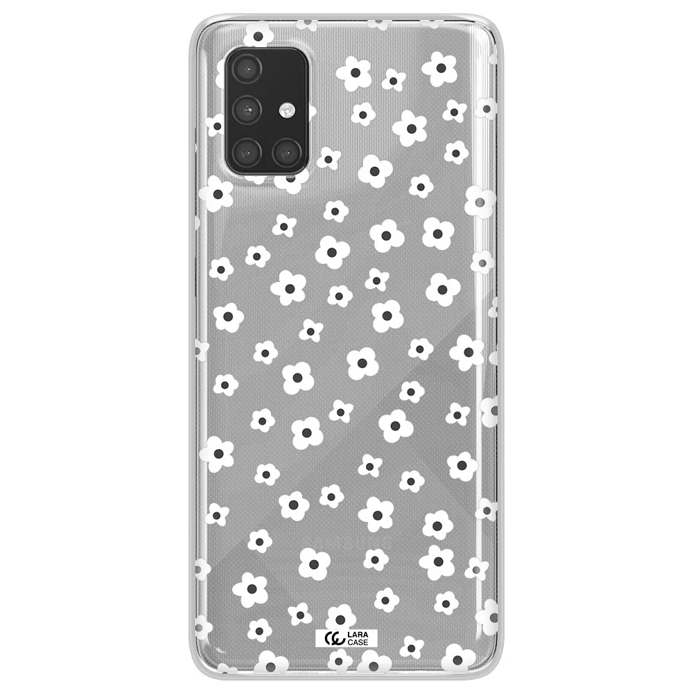 Five Petal White Flower Samsung A71 Clear TPU Case