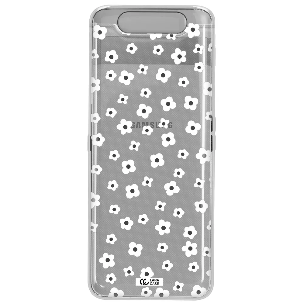 Five Petal White Flower Samsung A80 Clear TPU Case