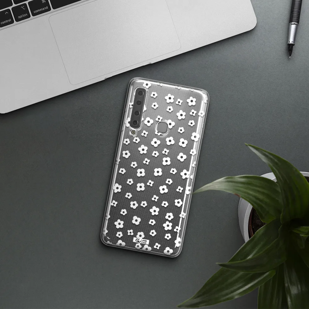 Five Petal White Flower Samsung A9 2018 Clear TPU Case