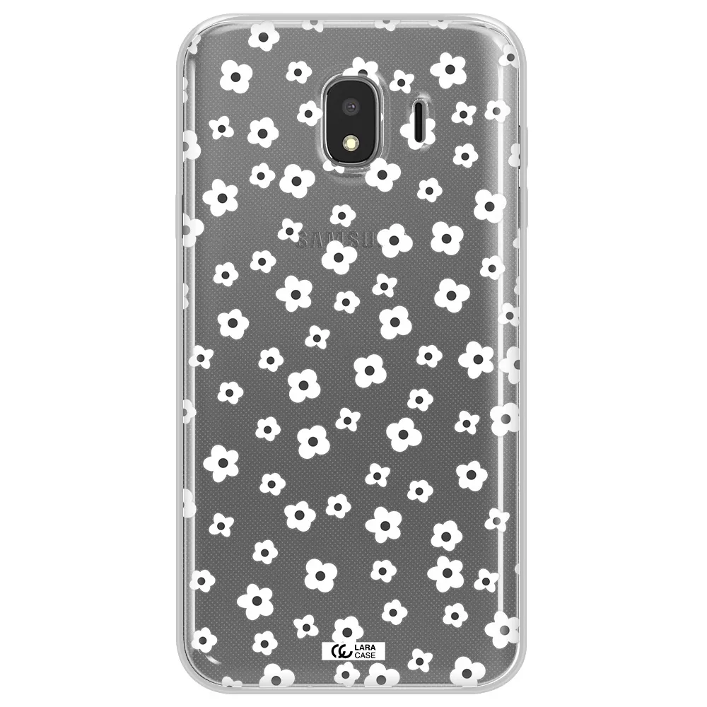 Five Petal White Flower Samsung J4 Clear TPU Case