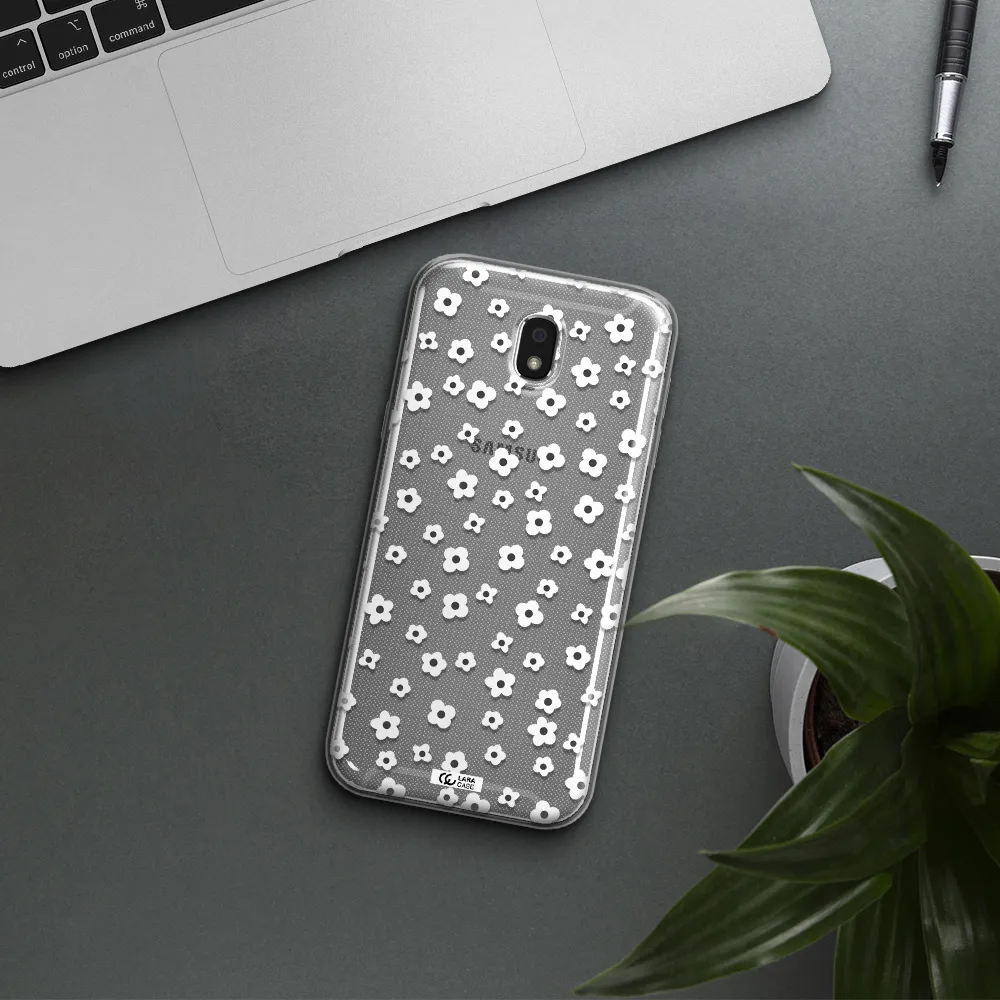 Five Petal White Flower Samsung J5 2017 Clear TPU Case