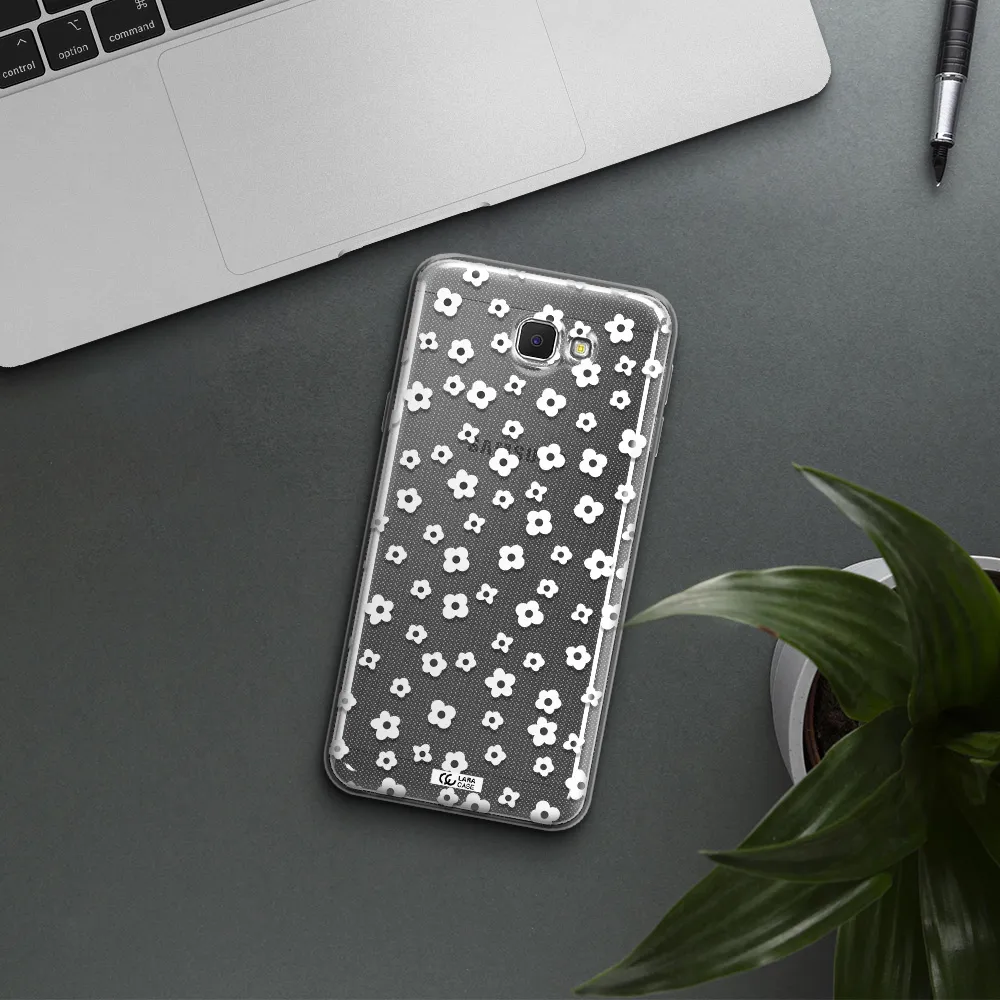 Five Petal White Flower Samsung J5 Prime Clear TPU Case