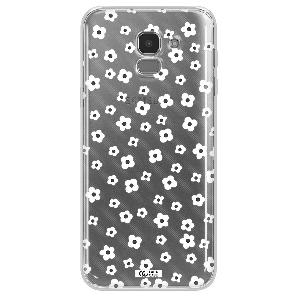 Five Petal White Flower Samsung J6 Clear TPU Case