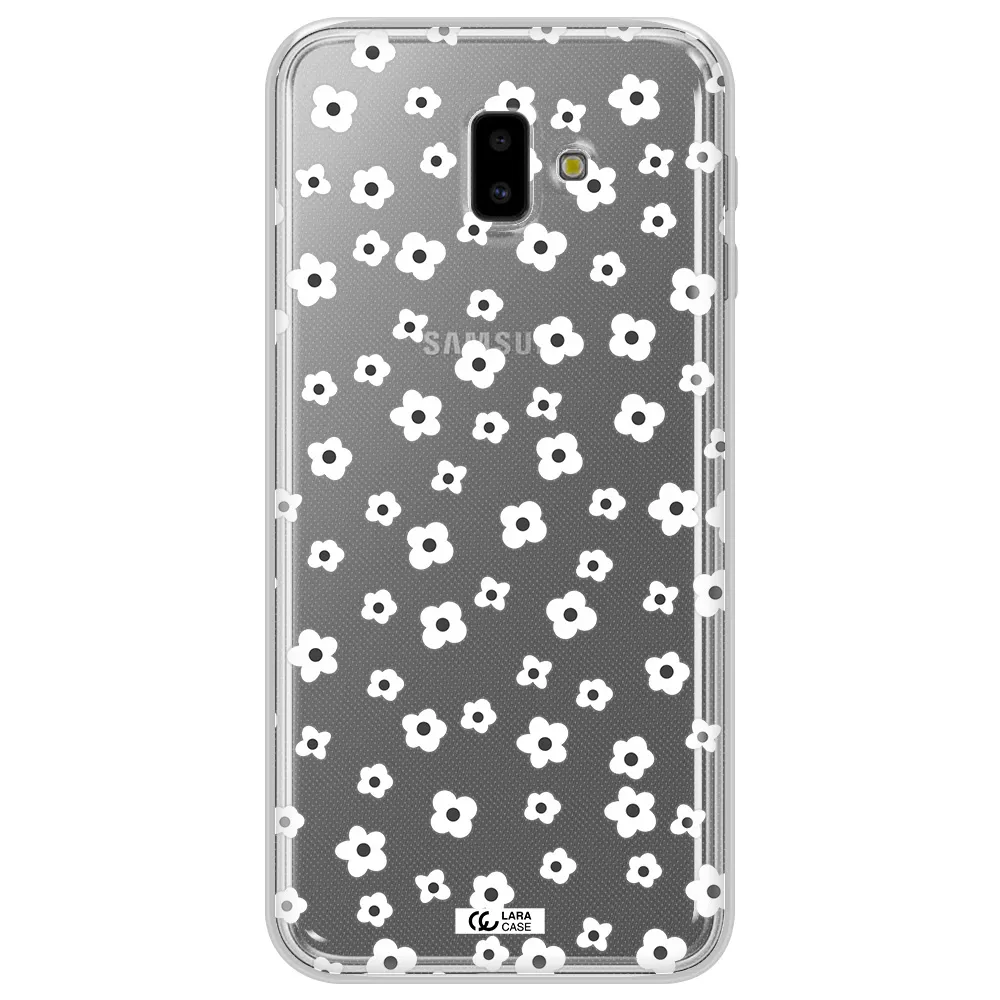 Five Petal White Flower Samsung J6 Plus Clear TPU Case