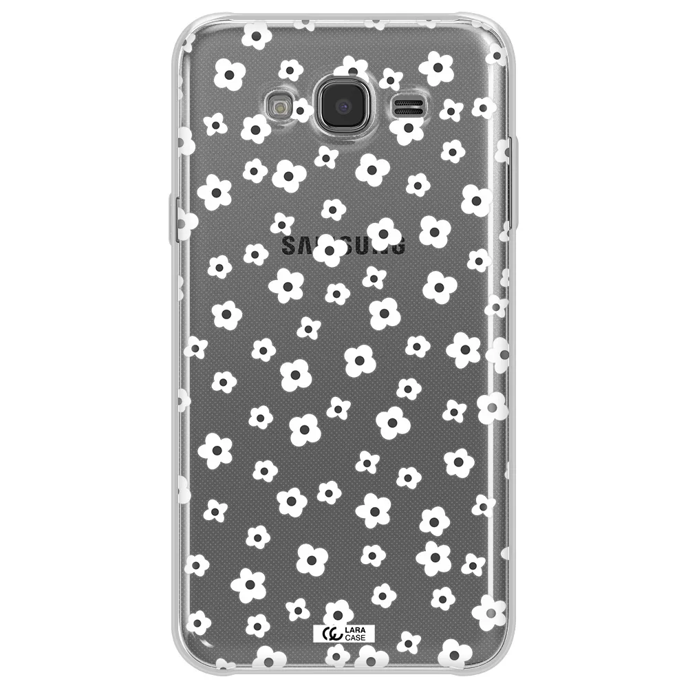 Five Petal White Flower Samsung J7 2015 Clear TPU Case