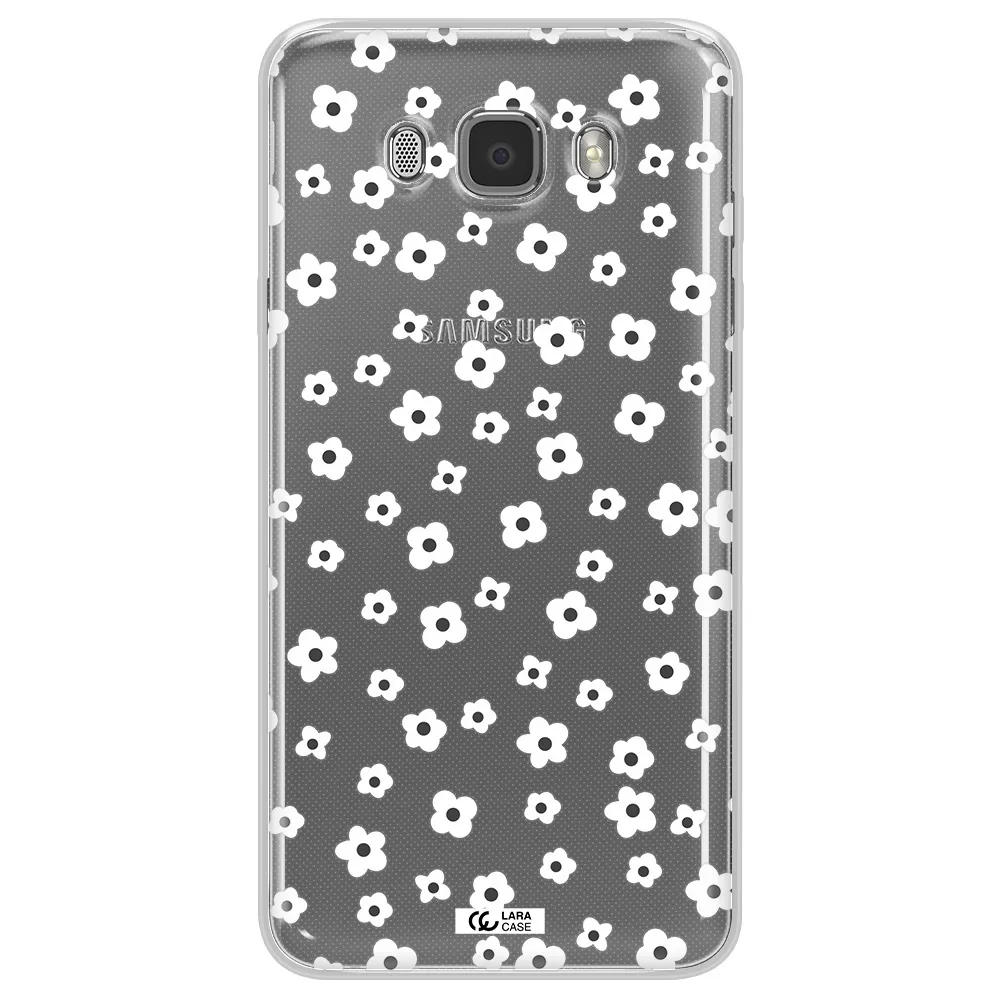 Five Petal White Flower Samsung J7 2016 Clear TPU Case