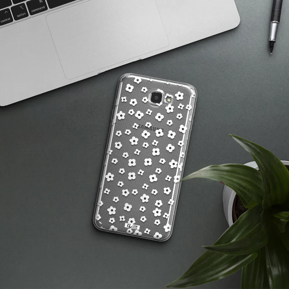 Five Petal White Flower Samsung J7 Prim Clear TPU Case