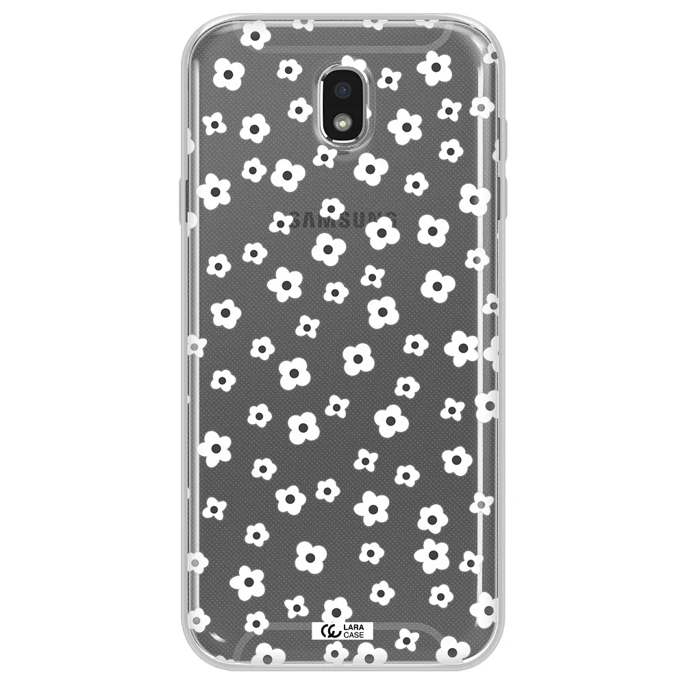 Five Petal White Flower Samsung J7 Pro Clear TPU Case