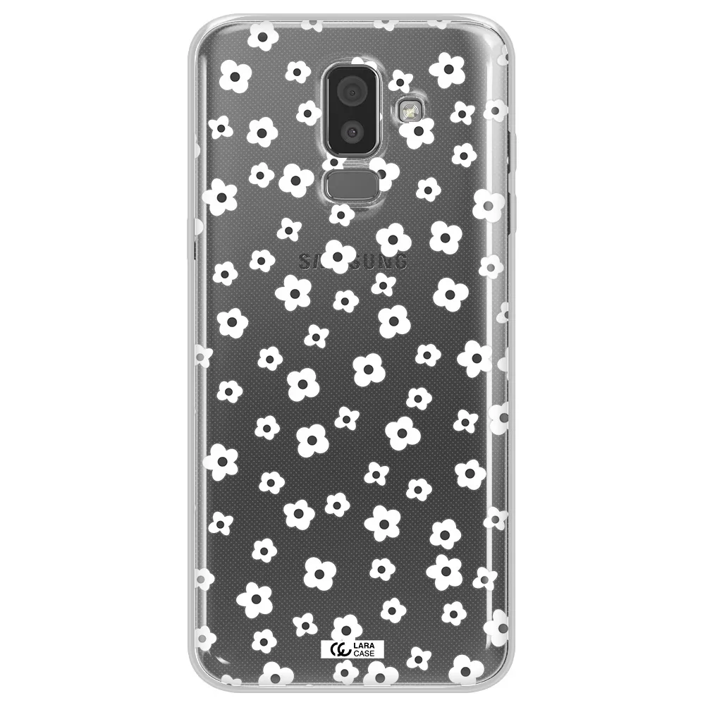 Five Petal White Flower Samsung J8 Clear TPU Case