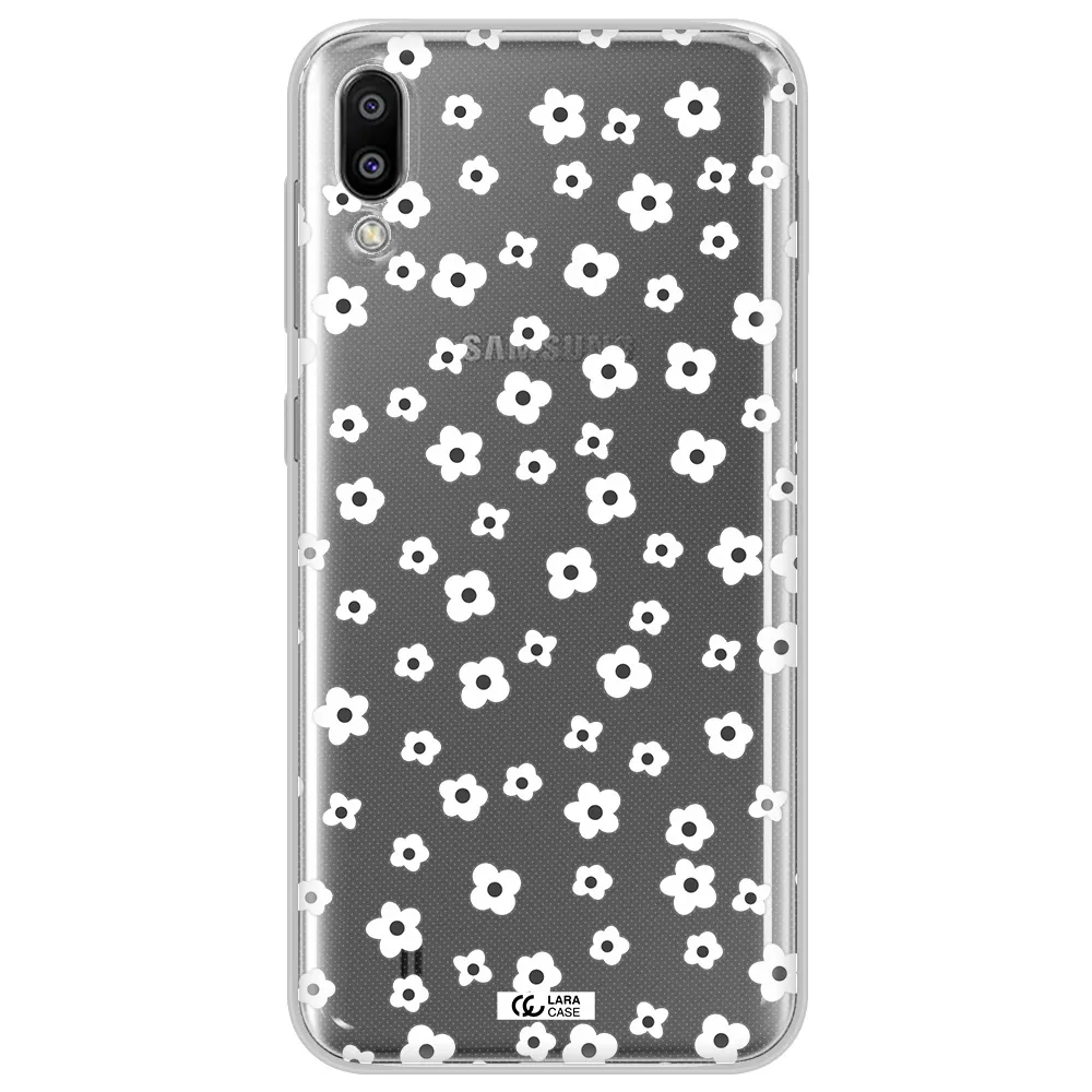 Five Petal White Flower Samsung M10 Clear TPU Case