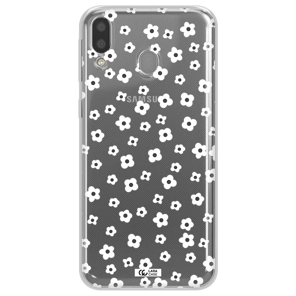 Five Petal White Flower Samsung M20 Clear TPU Case