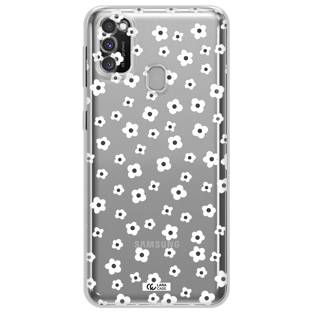 Five Petal White Flower Samsung M30S Clear TPU Case