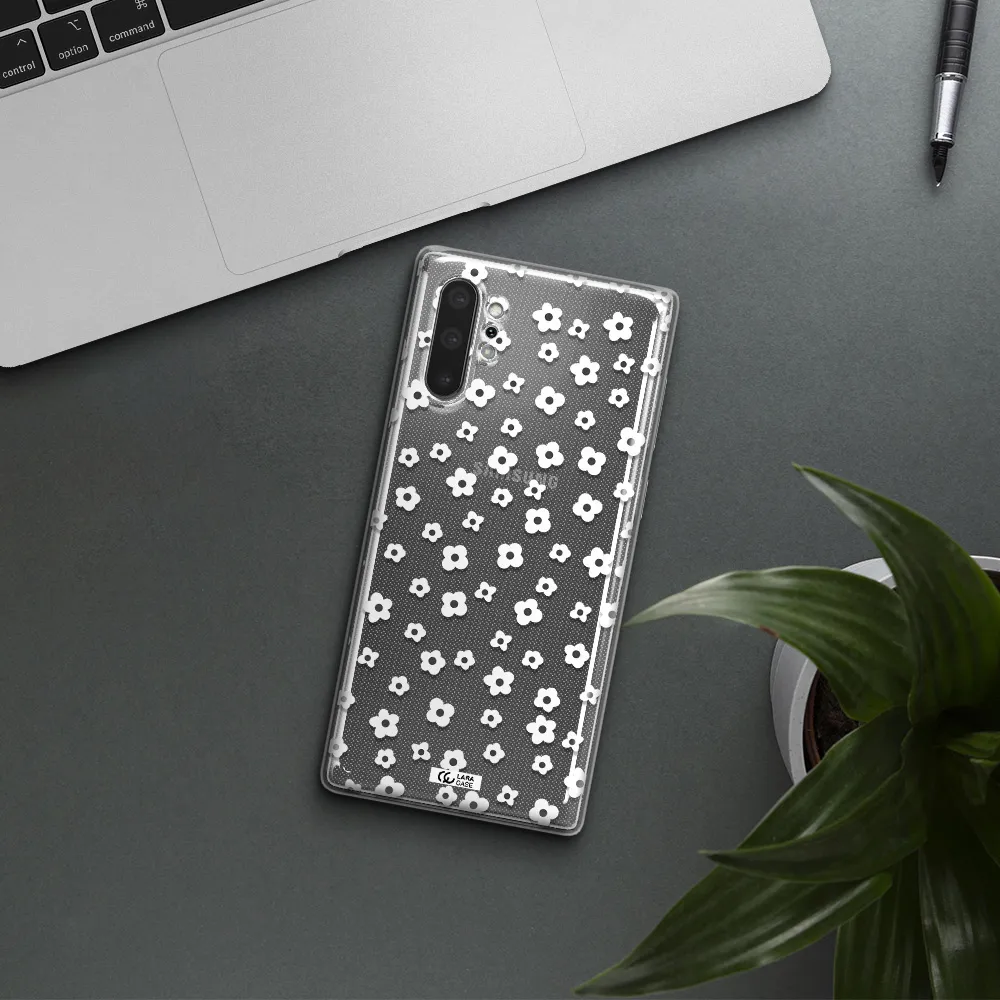 Five Petal White Flower Samsung Note 10 Plus Clear TPU Case