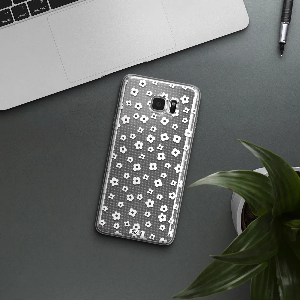 Five Petal White Flower Samsung Note 5 Clear TPU Case