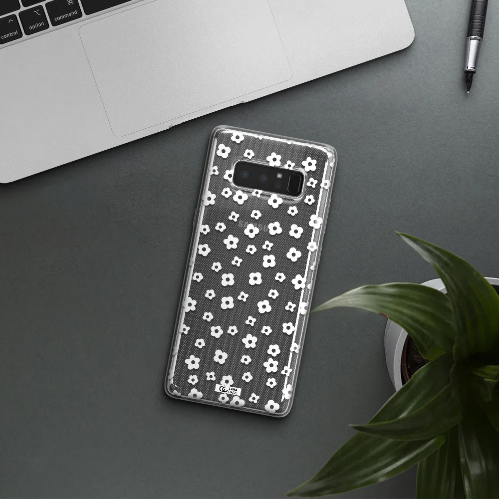 Five Petal White Flower Samsung Note 8 Clear TPU Case