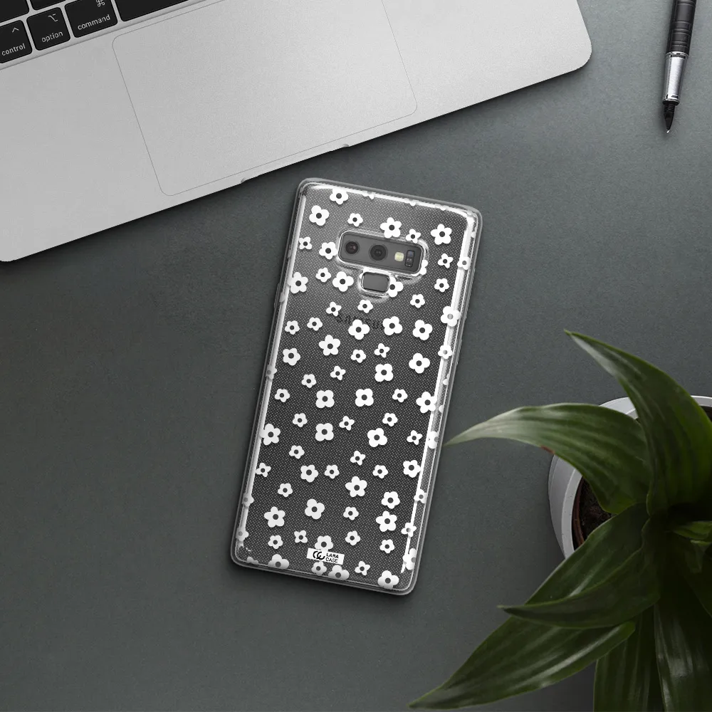 Five Petal White Flower Samsung Note 9 Clear TPU Case