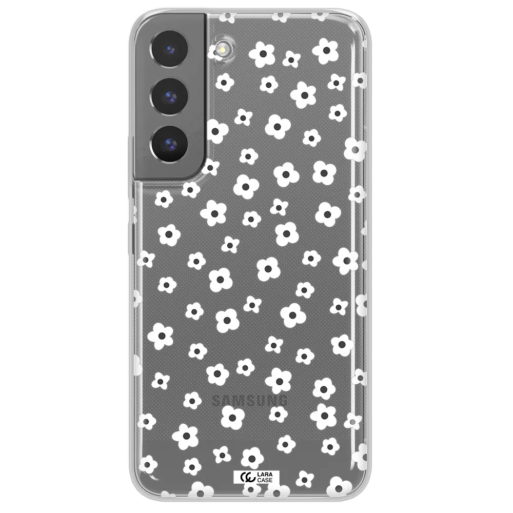 Five Petal White Flower Samsung S 22 Clear TPU Case