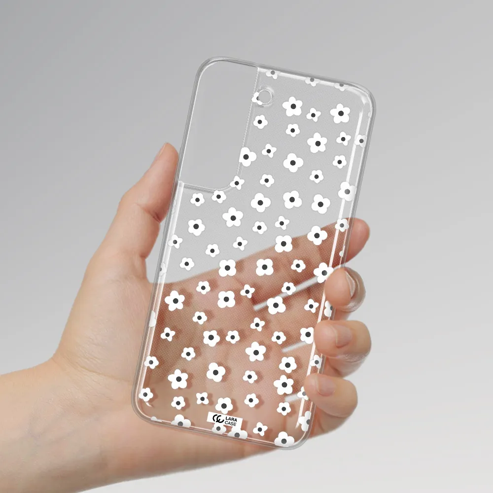 Five Petal White Flower Samsung S 22 Clear TPU Case